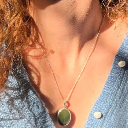 Collier en argent 925 avec une pierre jade verte naturelle