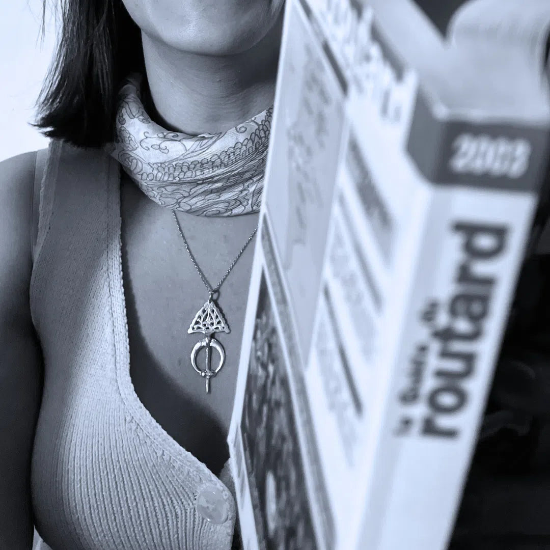 Collier Amazigh Authentique en Argent 925 avec Pendentif Fibule Traditionnelle