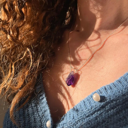 Collier en pierre Améthyste r en argent 925