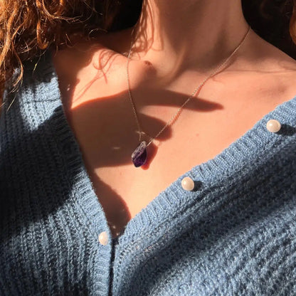 Collier en pierre Améthyste r en argent 925