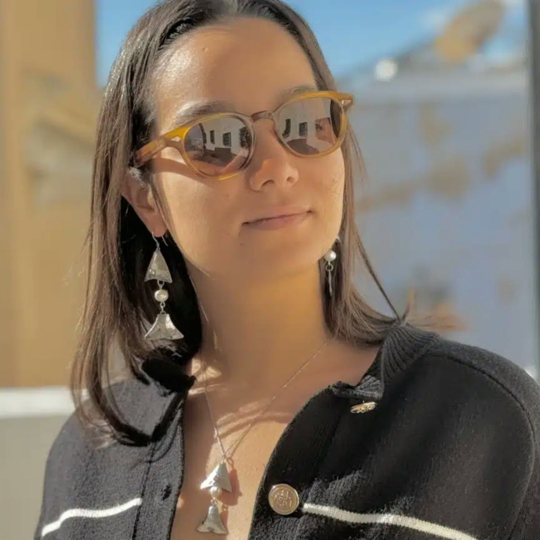 Collier avec motif poisson en argent 925 et perles de culture