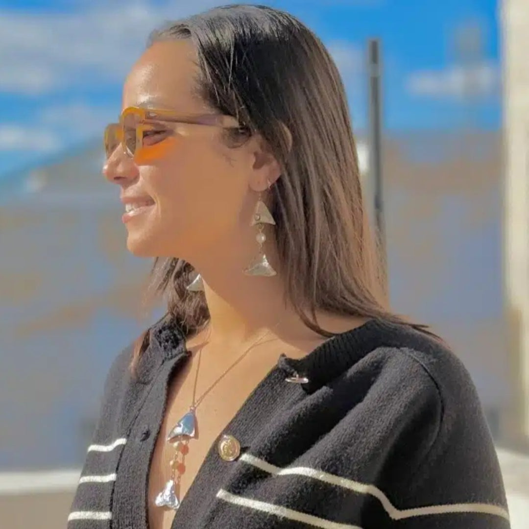 Collier avec motif poisson en argent 925 et perles de culture