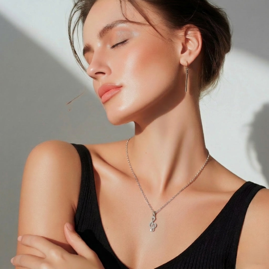 Collier Clé de Sol en argent 925 Bijou Musical Artisanal