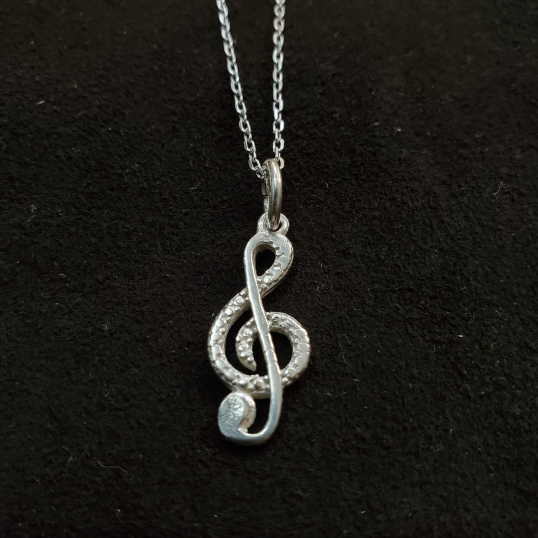 Collier Clé de Sol en argent 925 Bijou Musical Artisanal