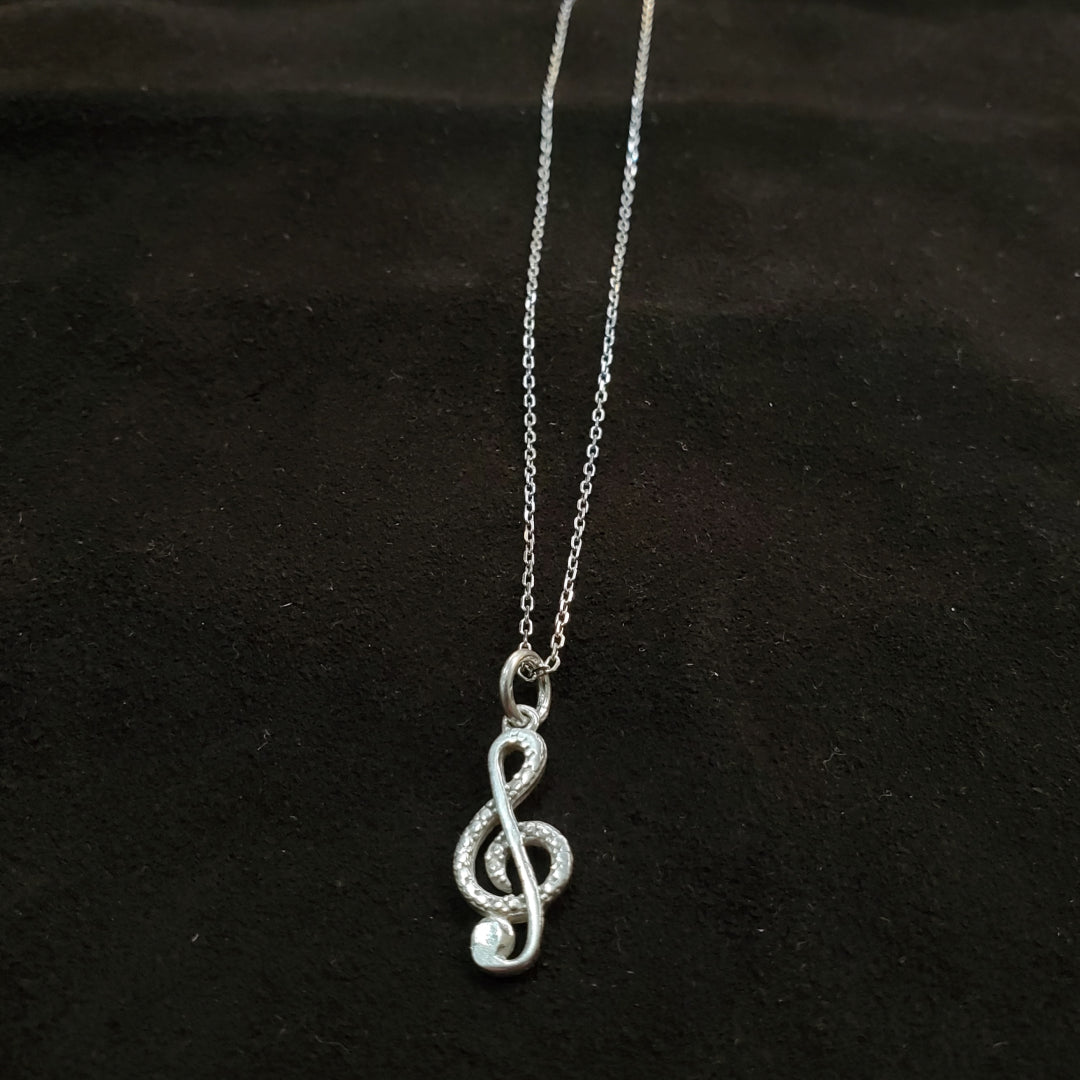 Collier Clé de Sol en argent 925 Bijou Musical Artisanal