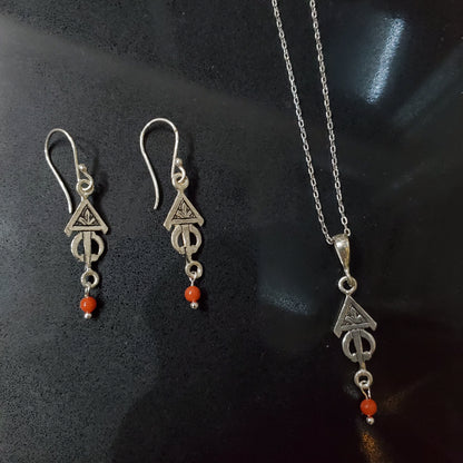 Parure Berbère Amazigh Fibule en Argent 925 et Corail Naturel – Fait Main