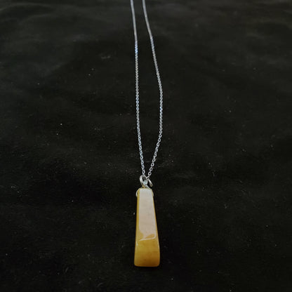 Collier en Argent 925 avec Pendentif grand Jaspe Jaune Naturel