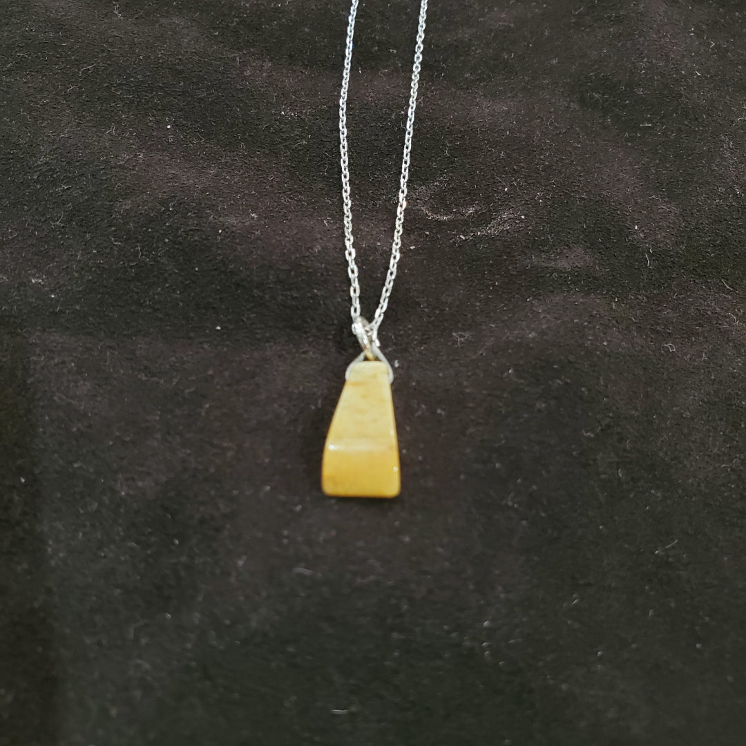 Collier en Argent 925 avec pendentif petit  en Jaspe Jaune  Naturel