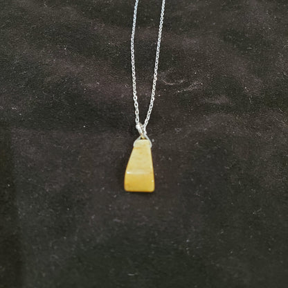 Collier en Argent 925 avec pendentif petit  en Jaspe Jaune  Naturel