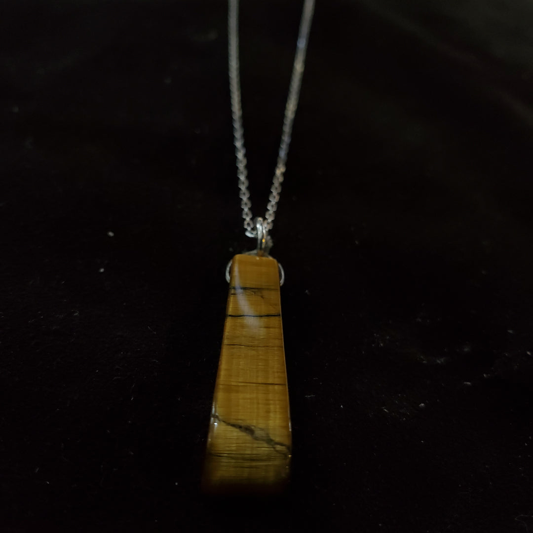 Collier en Argent 925 avec Pendentif grand  en Œil de Tigre Naturel