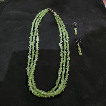 Collier 3 Rangées en Péridot Naturel Authentique