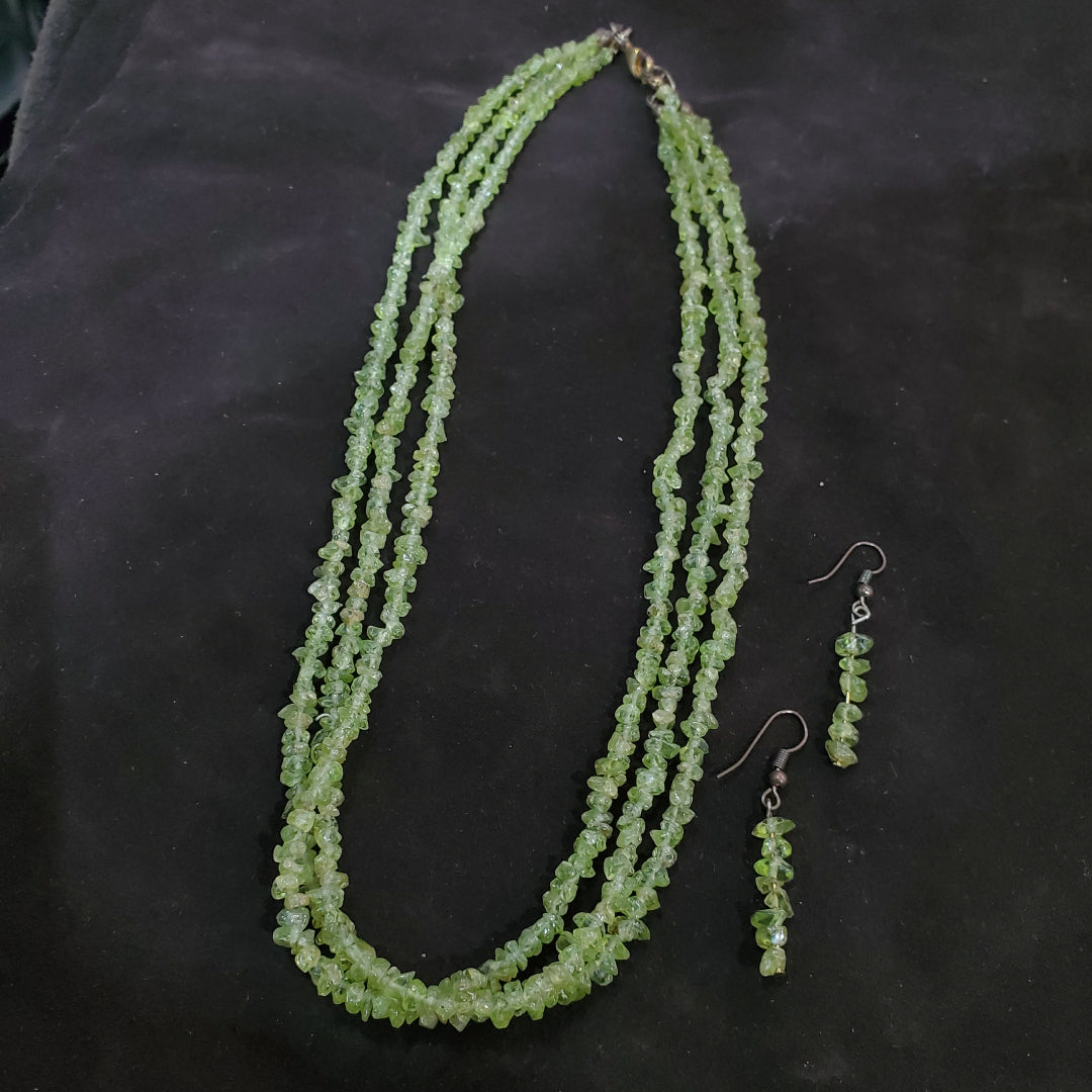 Collier 3 Rangées en Péridot Naturel Authentique