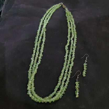 Collier 3 Rangées en Péridot Naturel Authentique