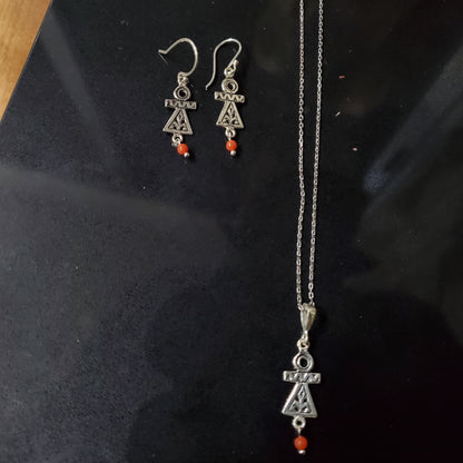 Parure Tanit en Argent 925 et Corail Naturel – Bijou Amazigh Authentique | Lunja