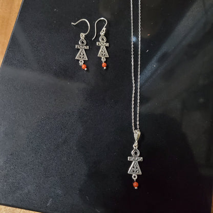 Parure Tanit en Argent 925 et Corail Naturel – Bijou Amazigh Authentique | Lunja