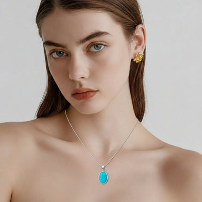 Collier en Turquoise Iranien En Argent 925