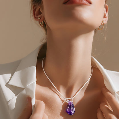 Collier en pierre Améthyste r en argent 925