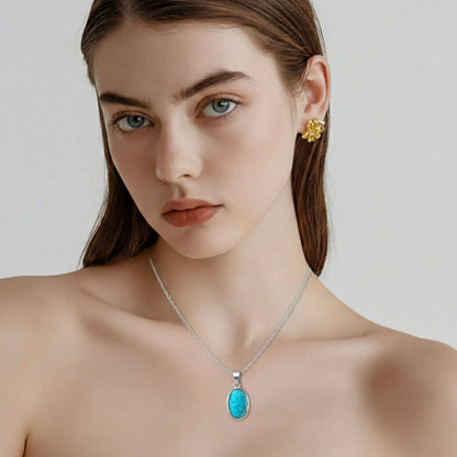 Collier en Turquoise Iranien En Argent 925