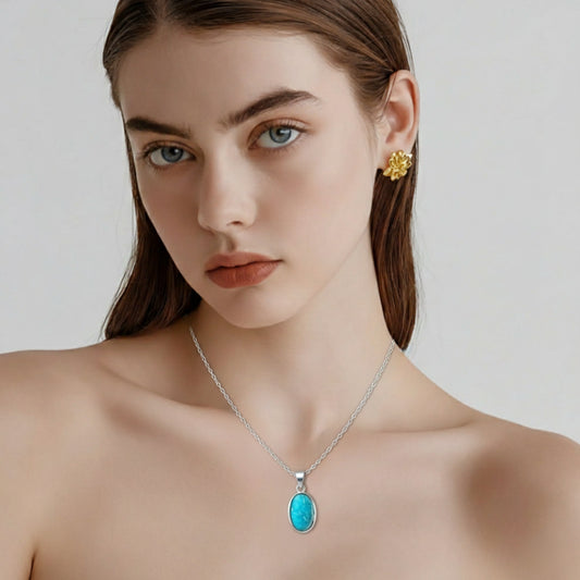 Collier en Turquoise Iranien En Argent 925