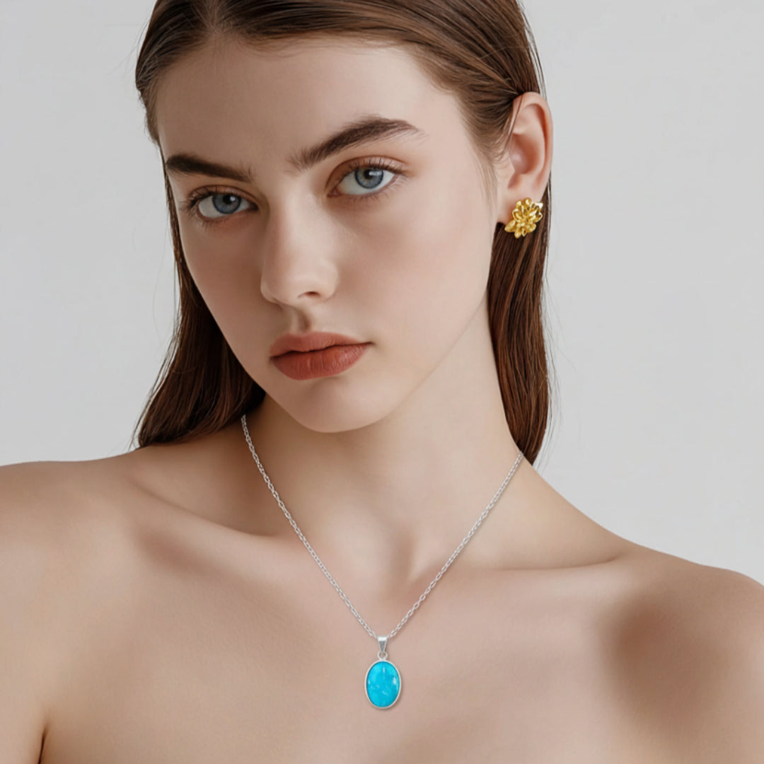 Collier en Turquoise Iranien En Argent 925