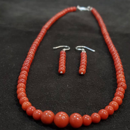 Parure en Corail Rouge Naturel de Tunisie – Collier & Boucles d'Oreilles en Argent 925 | Corail Authentique Certifié | Fabrication Artisanale