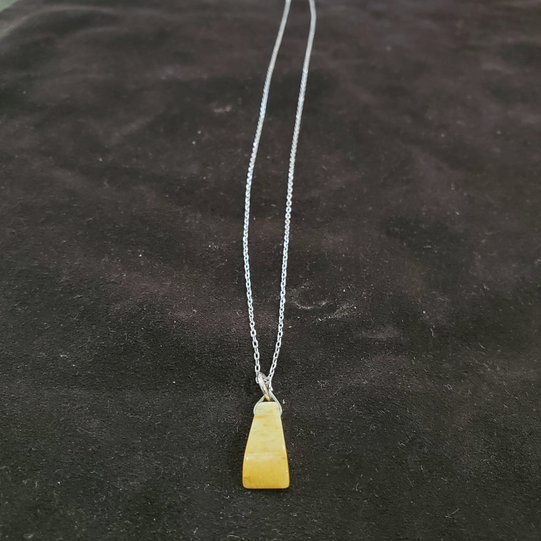 Collier en Argent 925 avec pendentif petit  en Jaspe Jaune  Naturel
