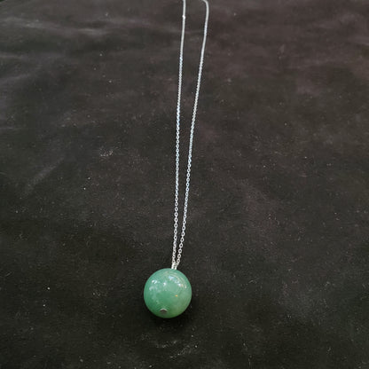 Collier en Argent 925 avec Pendentif Aventurine Verte  Naturelle