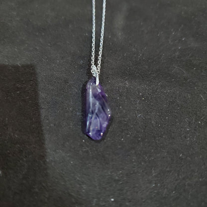 Collier en Argent 925 avec Pendentif en pierre Améthyste Naturelle grande