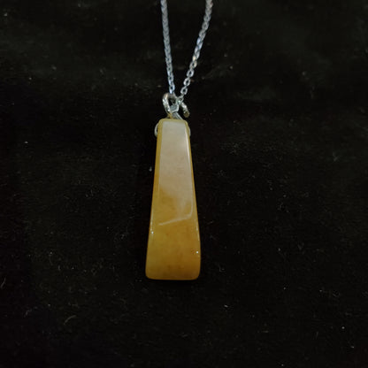 Collier en Argent 925 avec Pendentif grand Jaspe Jaune Naturel