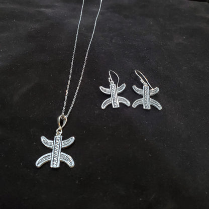 Collier et Boucles d'Oreilles Amazigh Symbole Yaz en Argent 925