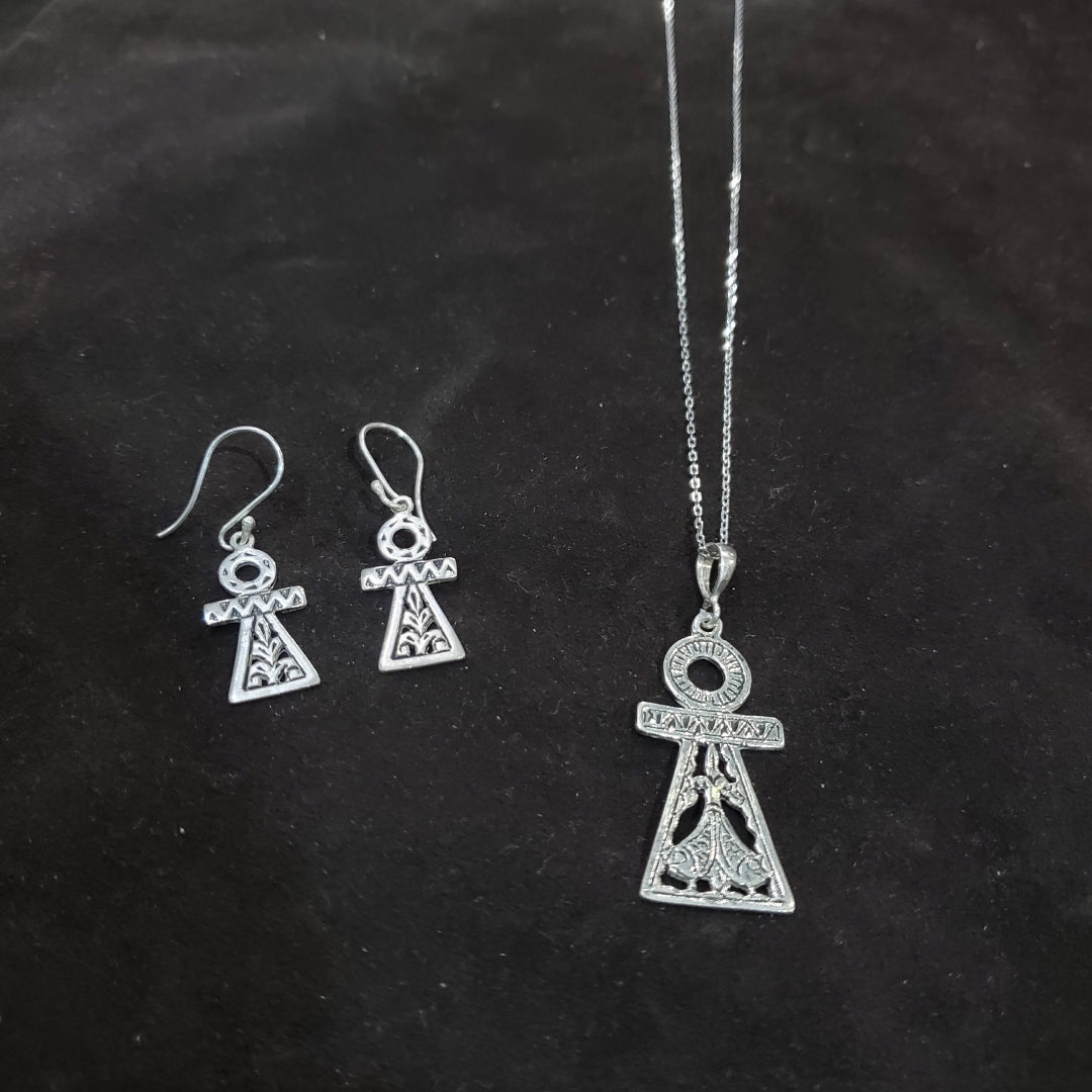 Collier et Boucles d’Oreilles Tanit en Argent 925 Fait main