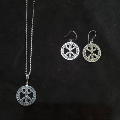 Collier Amazigh et Boucles d’Oreilles Lettre Yaz en Argent 925 Artisanat Berbère Authentique