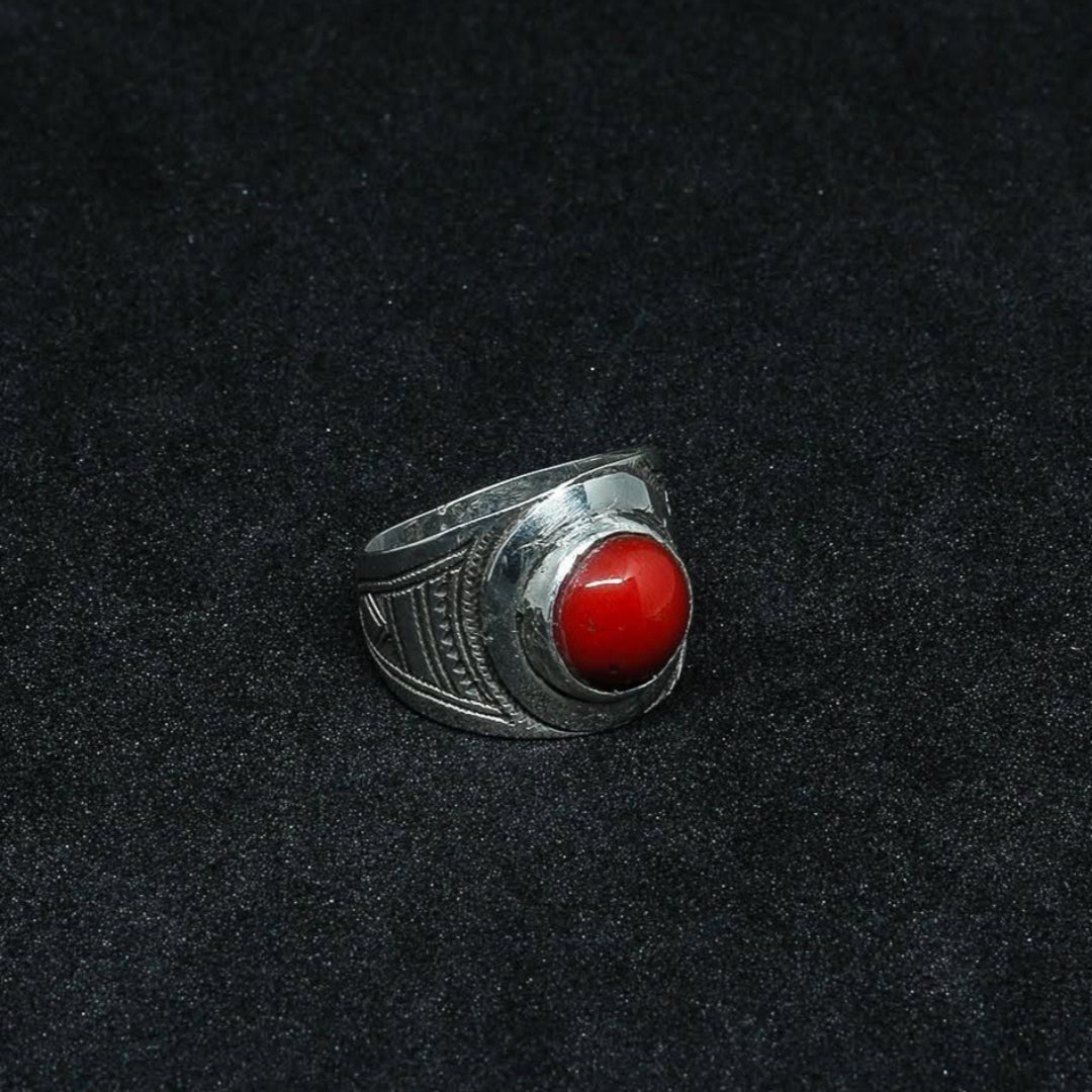 Bague Agadez en Corail rouge classé du premier choix et en argent 925