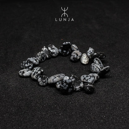 Bracelet Obscidienne flocon de neige naturelle