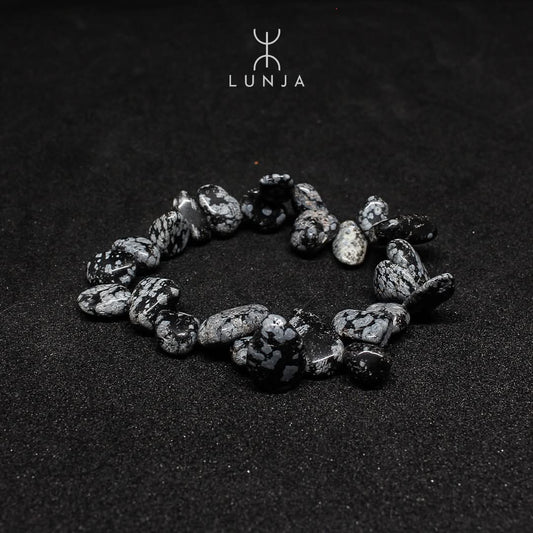 Bracelet Obscidienne flocon de neige naturelle