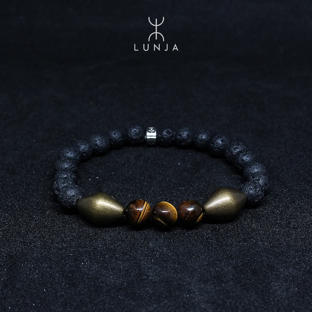 Bracelet mélange de pierre de lave et pierre de l'œil de tigre