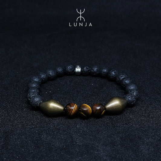 Bracelet mélange de pierre de lave et pierre de l'œil de tigre