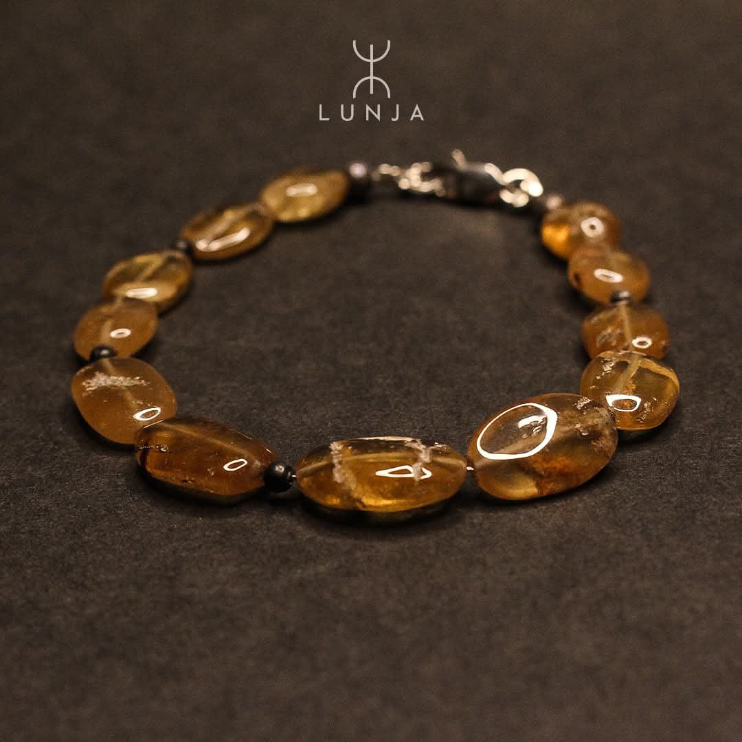 Bracelet De Perles De Forme Ovale Lisse Hassonite, Bracelet Grenat Hessonite