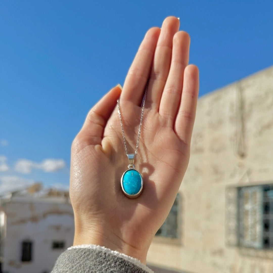 Collier en Turquoise Iranien En Argent 925