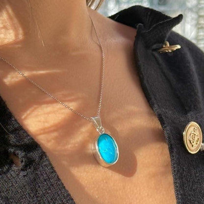 Collier en Turquoise Iranien En Argent 925