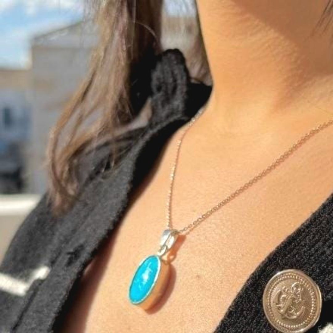 Collier en Turquoise Iranien En Argent 925
