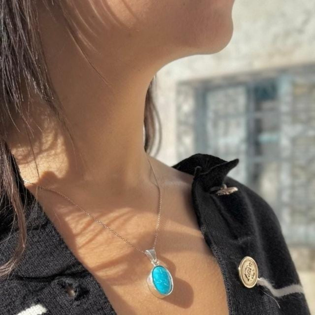 Collier en Turquoise Iranien En Argent 925