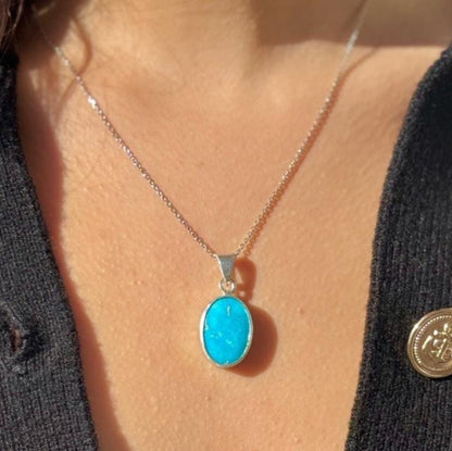 Collier en Turquoise Iranien En Argent 925