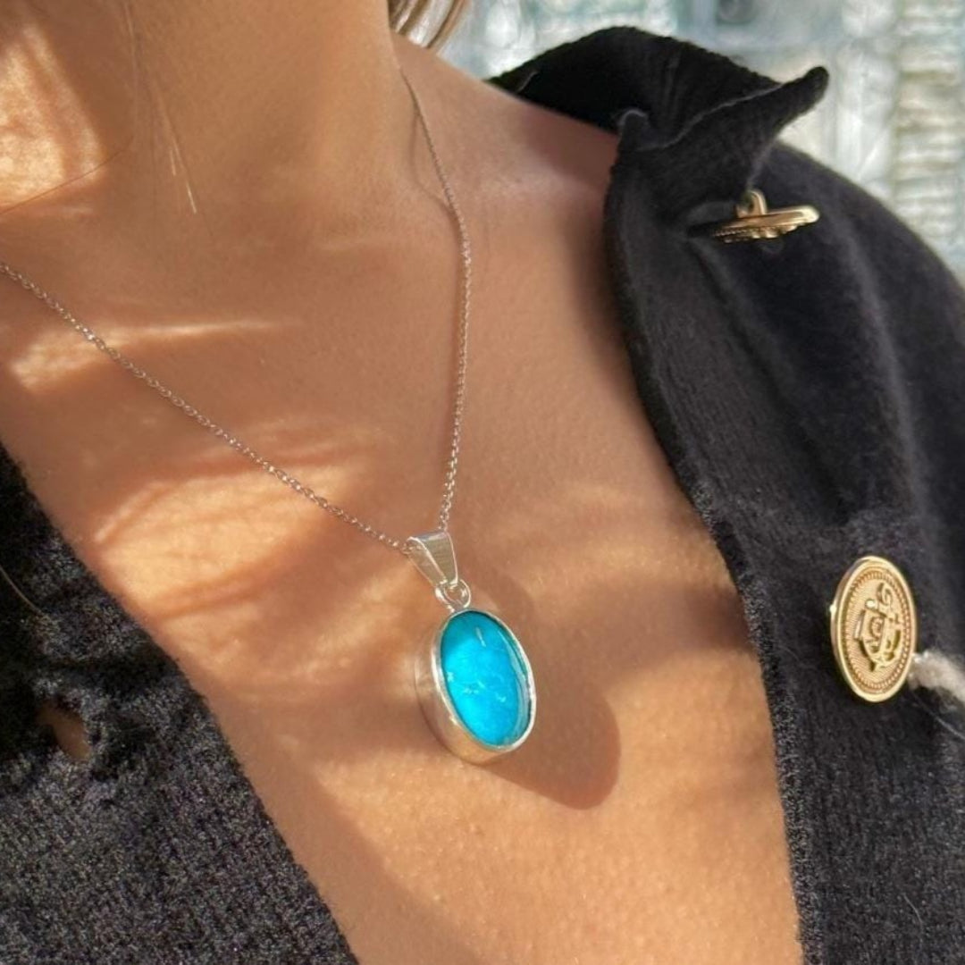Collier en Turquoise Iranien En Argent 925