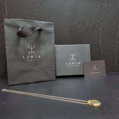 Collier en Argent 925 avec Pendentif en Ambre Naturelle à inclusions d'insectes