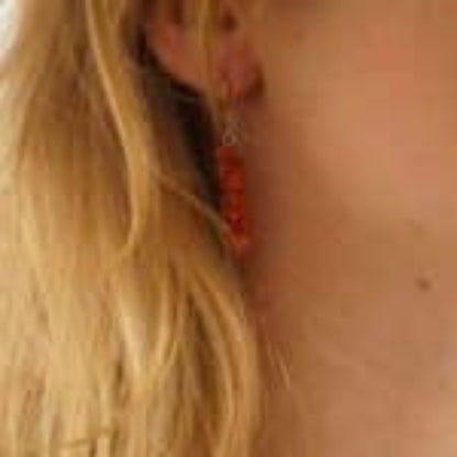 Boucle d'oreille En Corail rouge naturel classé du premier choix