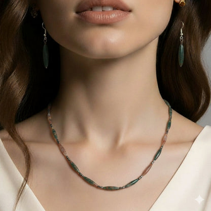 Collier Jaspe sanguin Héliotrope