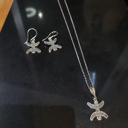 Parure Berbère Amazigh en Argent 925 – Collier Boucles d’Oreilles avec Motif Yaz fait main- Lunja