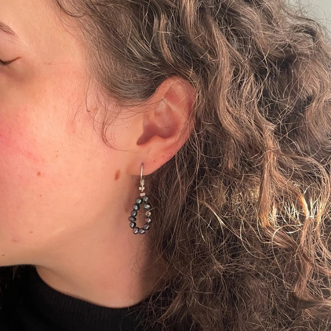 Boucles d'oreilles en Perles de Culture Naturelles et Argent 925