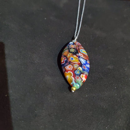 Collier en Argent 925 avec Pendentif en Verre de Murano Millefiori
